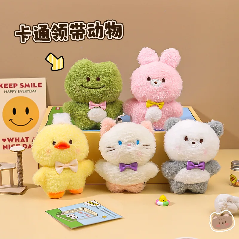 Lovely Bowknot Animal Plush Keychain Mixed Styles Frog Rabbit Duck Panda Doll Bag Pendant Backpack Hanging Ornament Gift