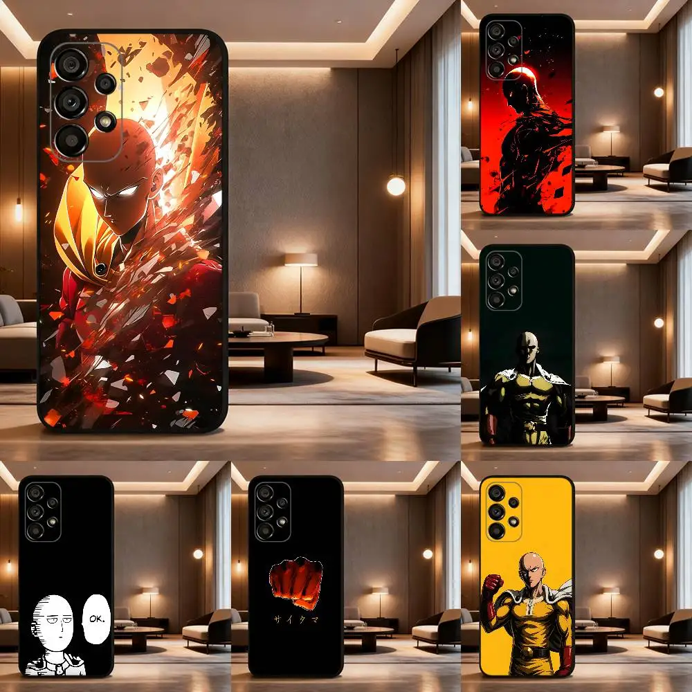 

O-One P-Punch Anime Phone Case For Samsung Galaxy A73,31,32,72,41,53,52,71,22,5G,Note,J7,8,9 Soft Black Cover