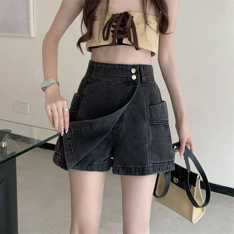 2026 Summer New High Waist Denim Skort For Women Vintage American Style Loose Fit Slimming Cover Design
