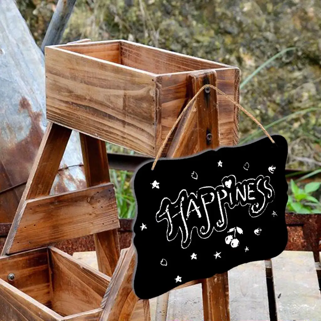 Wooden Chalk Blackboard Hanging Sign Reusable Message Board for Kids Crafts Holiday and Home Decor