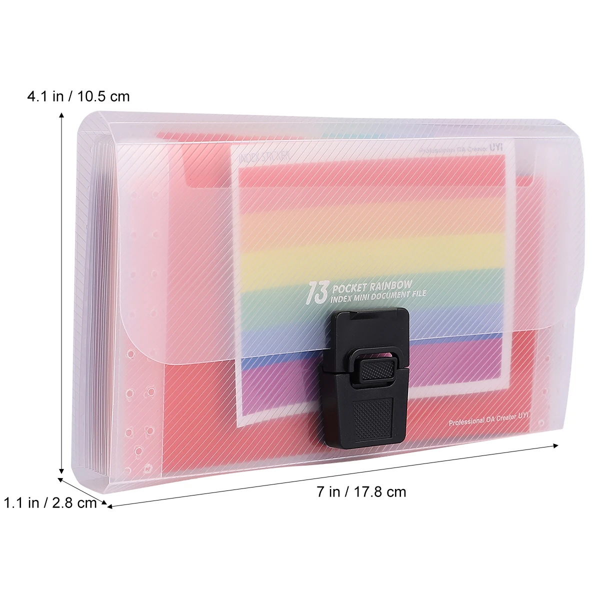 

2pcs A6 Portable File 13 Pockets Rainbow Plastic Document Folder Expandable Storage Bag For Office