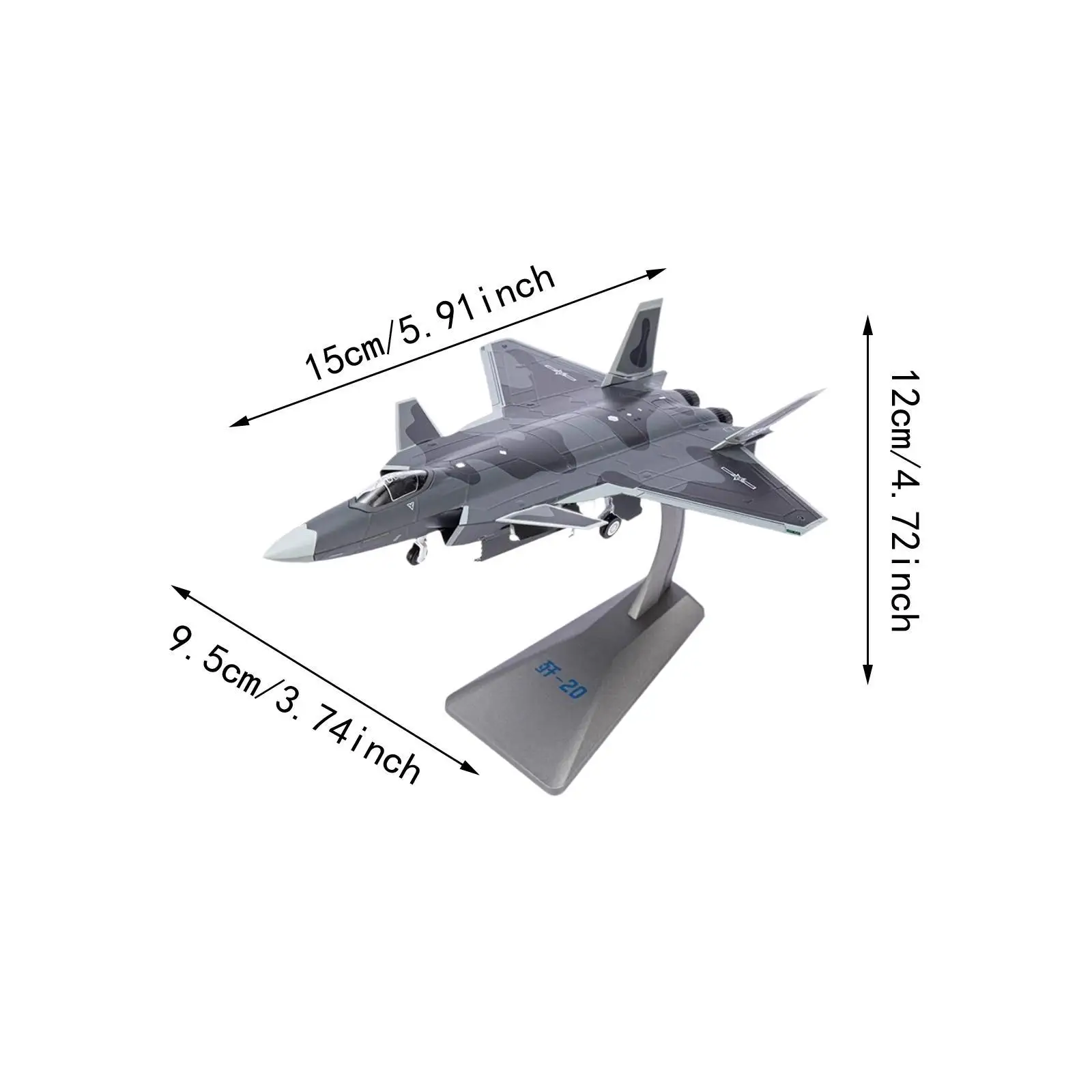 Modelo de avião de combate em escala 1/144, modelo de avião fundido com base de decoração de mesa