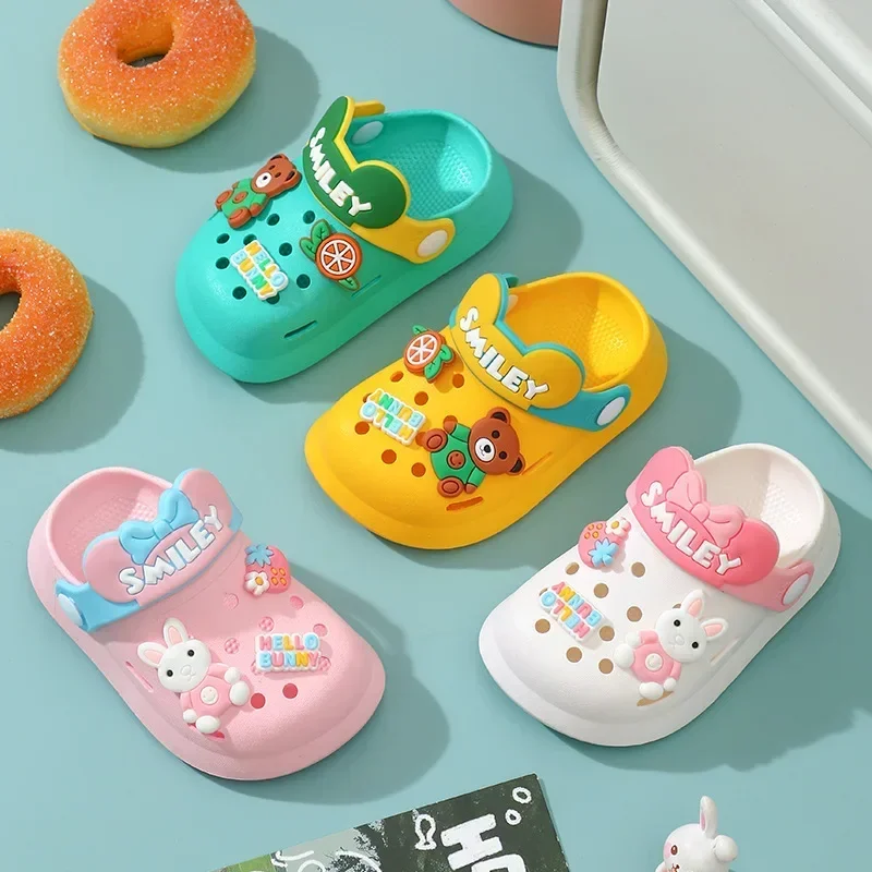 2024 Summer Baby Girl Sandals Cute Cartoon Slippers Newborn Infant Indoor Bath Anti-slip Shoes Baby Boy Beach Sandals