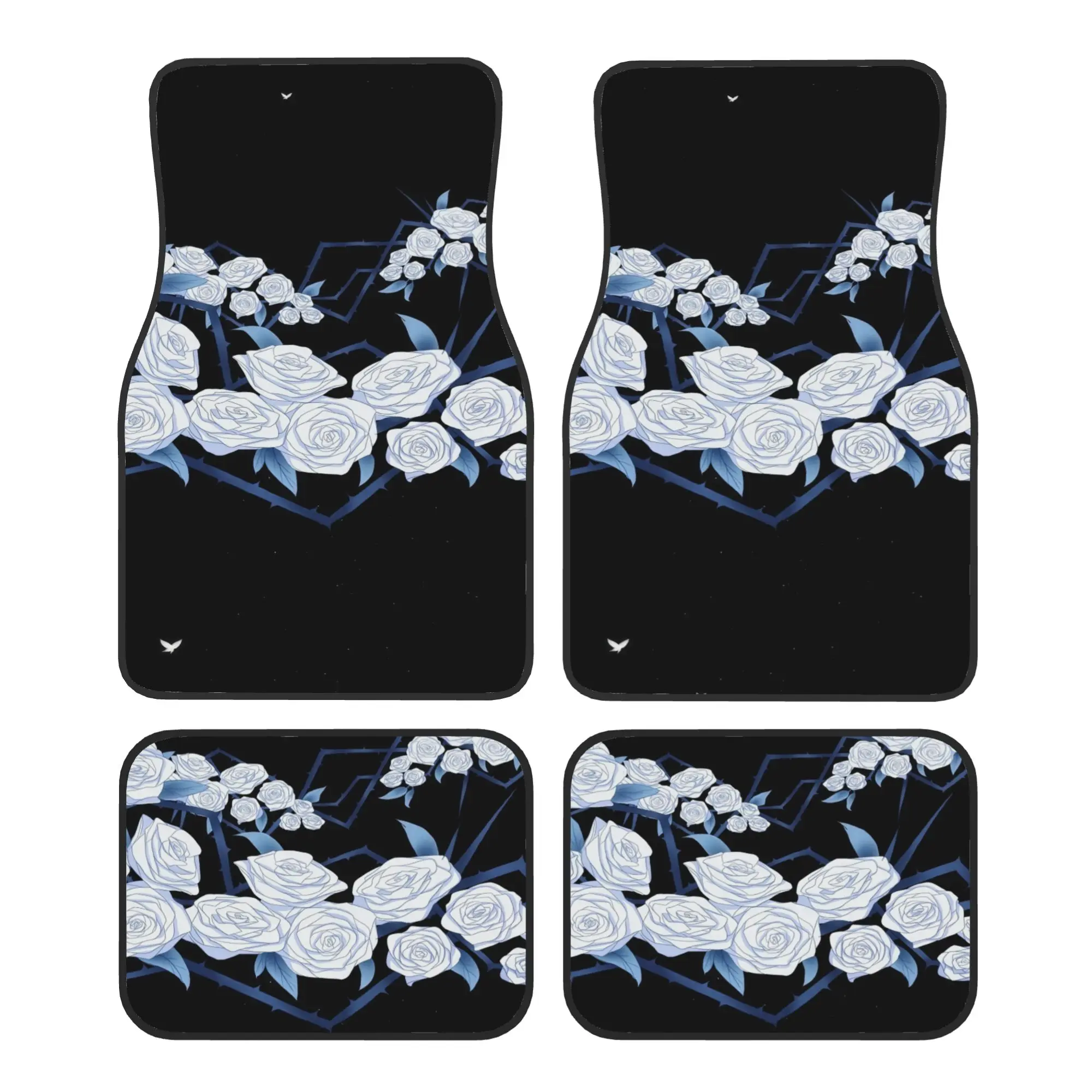 This Set Of 4 Car Floor Mats Features An Exquisite Design With Unique Floral Patterns, Making Them Perfect For Cars, Trucks, And
