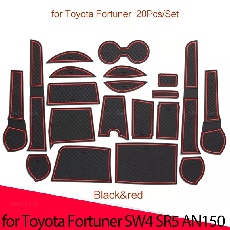 Anti Slip Mat Door Slot Pad Cup Cushion Groove Mat Rubber for Toyota Fortuner SW4 SR5 AN150 AN160 2016-2020