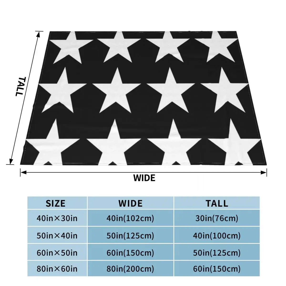 Large WHITE and BLACK STARS Throw Blanket Picnic Blankets For Baby For Sofa Thin Camping Blankets