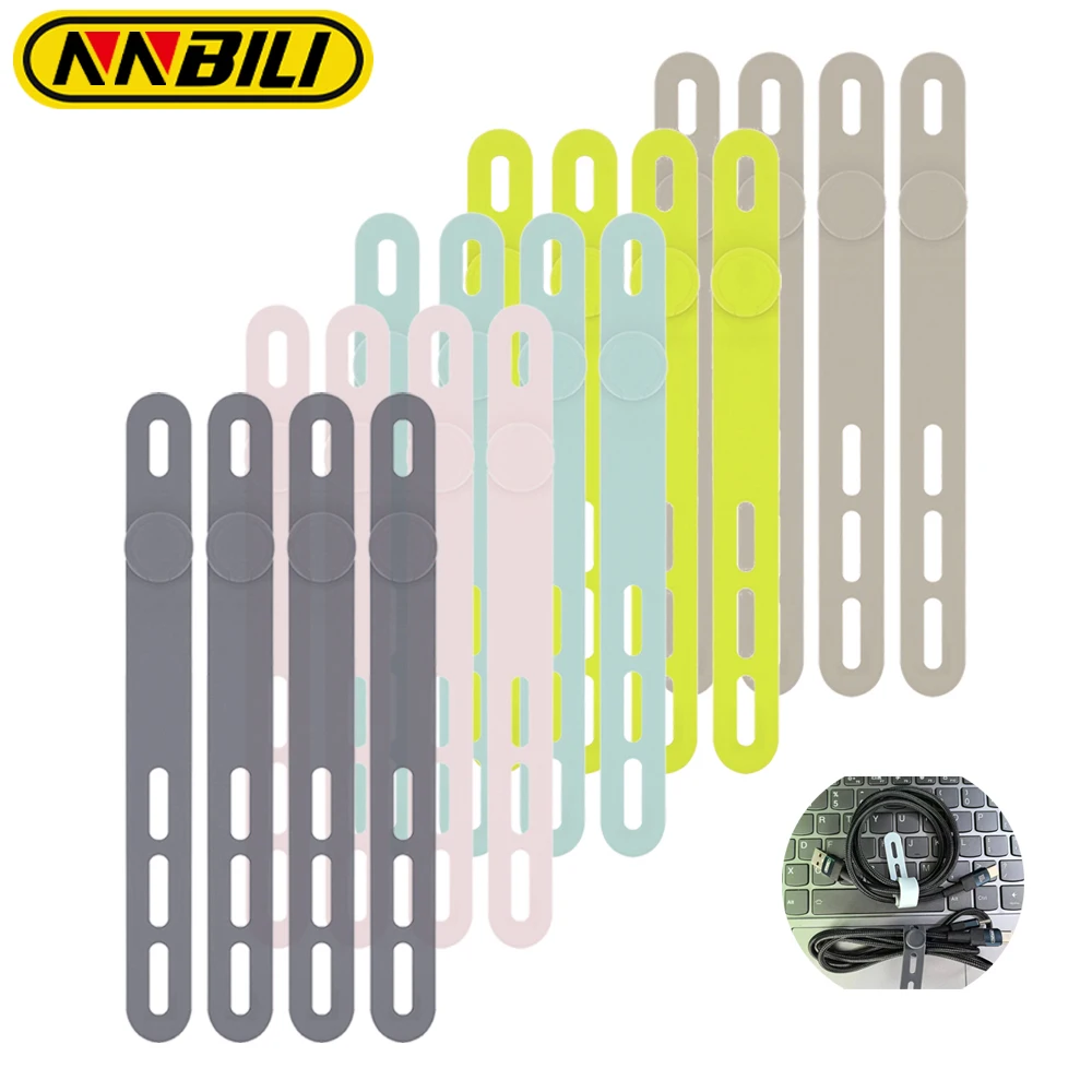 NNBILI Silicone Cable Ties Assorted Color Reusable Heavy Duty Cable Organizer Management for Fastening Cords and Wires