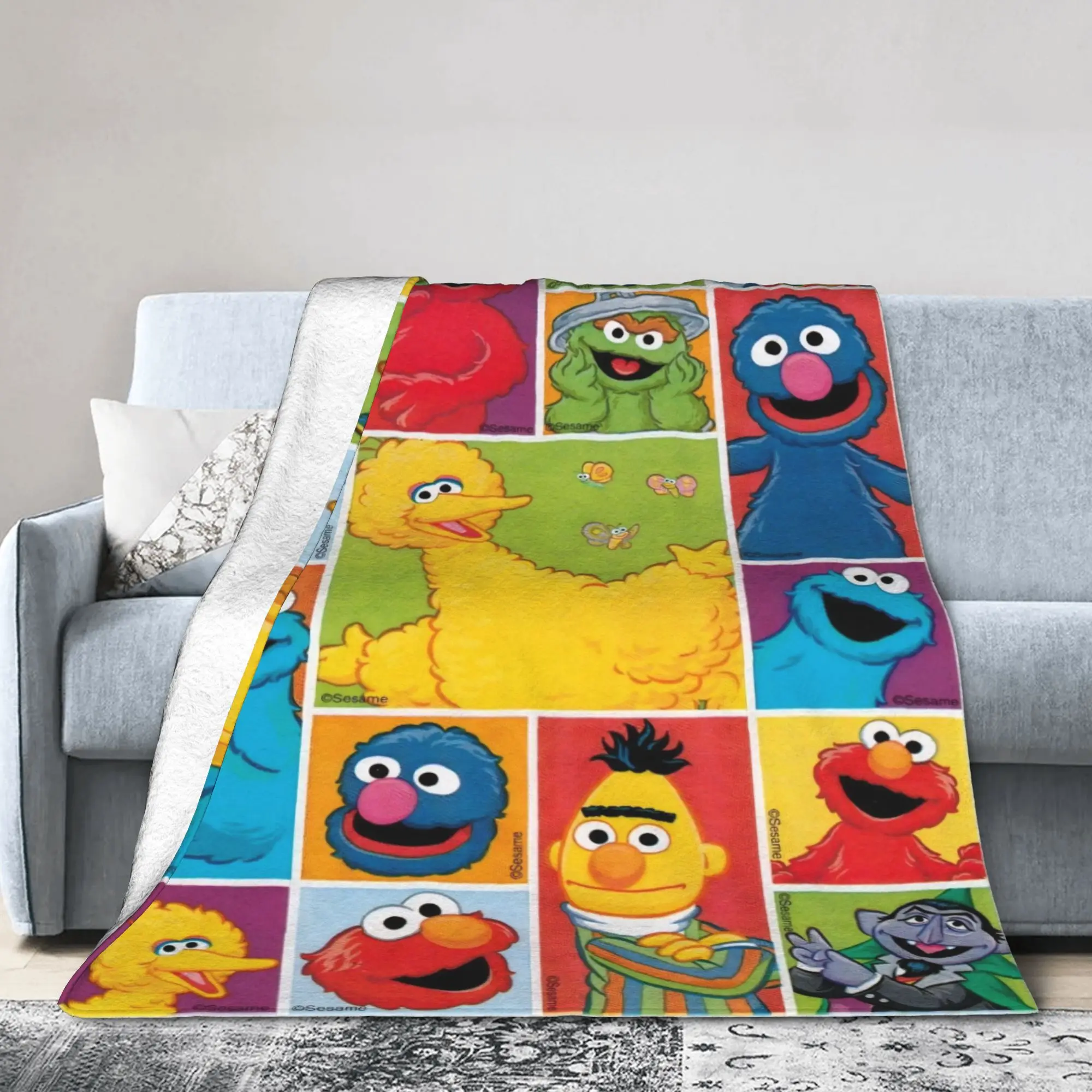 Sesames Streets Blanket Big Bird Fleece Funny Breathable Throw Blankets for Chair Covering Sofa All Season,