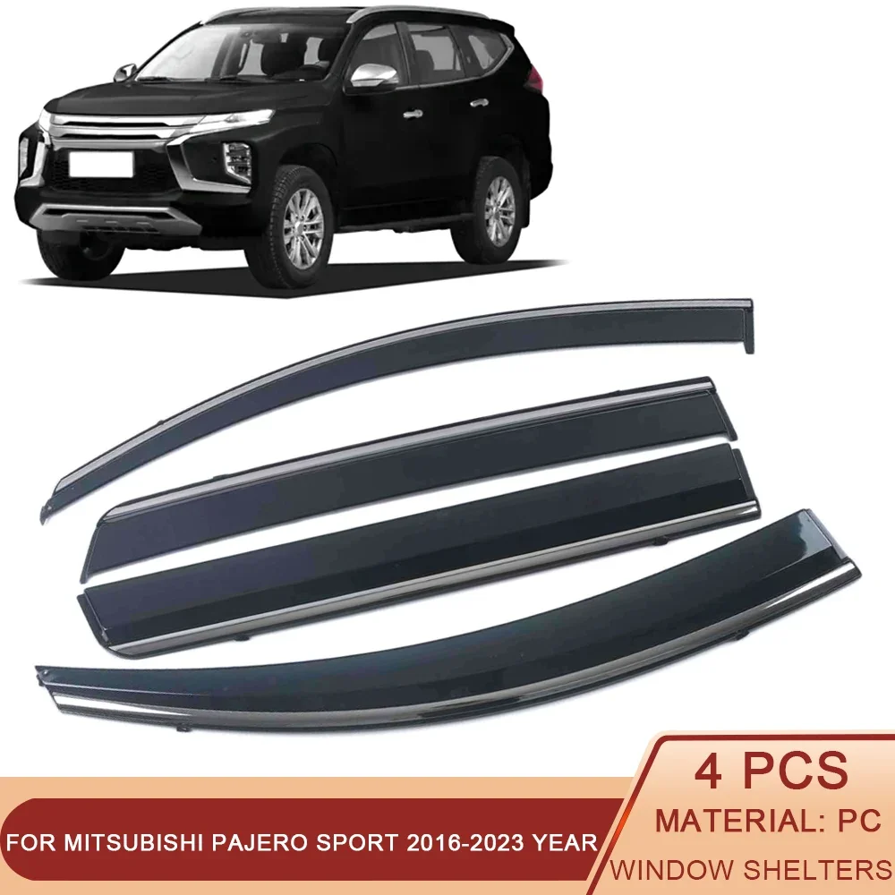 

For Mitsubishi Pajero Sport 2016-2023 Car Window Sun Rain Shade Visor Shield Shelter Protector Cover Frame Exterior Accessories