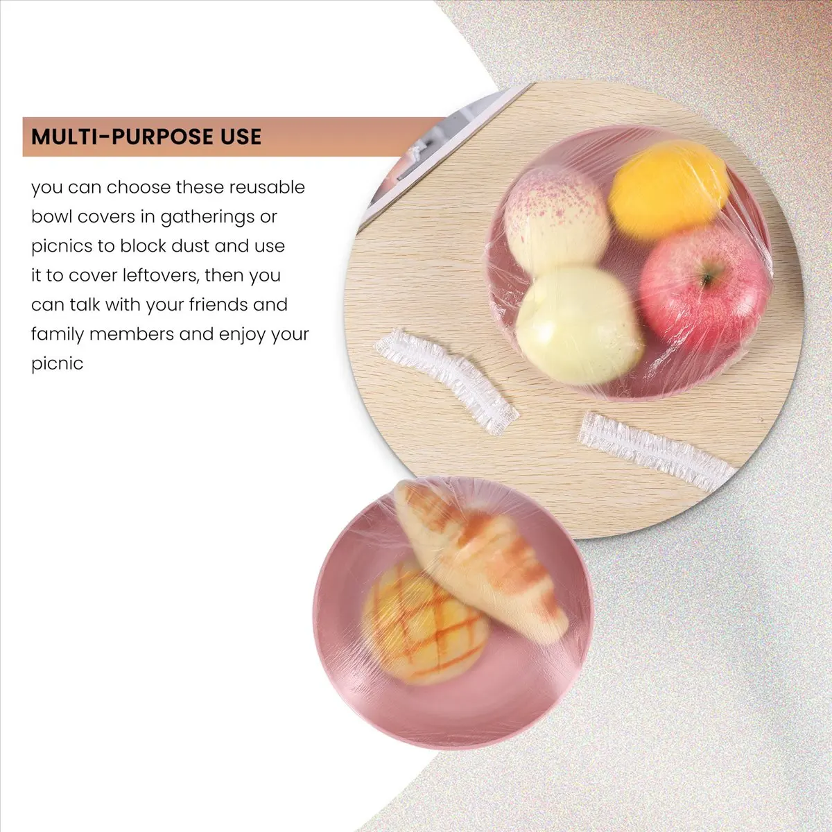 2026 Trend-100Pcs Reusable Food Keep Storage Covers Elastic Clear Bowl Covers Dish Plastic Covers for Family Outdoor Picnic