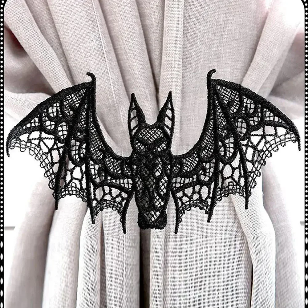 2 Stück Spitze Halloween Fledermaus Geist Festival Dekoration Schwarz Halloween Dekoration Zubehör für DIY Kleidung – Detail 4