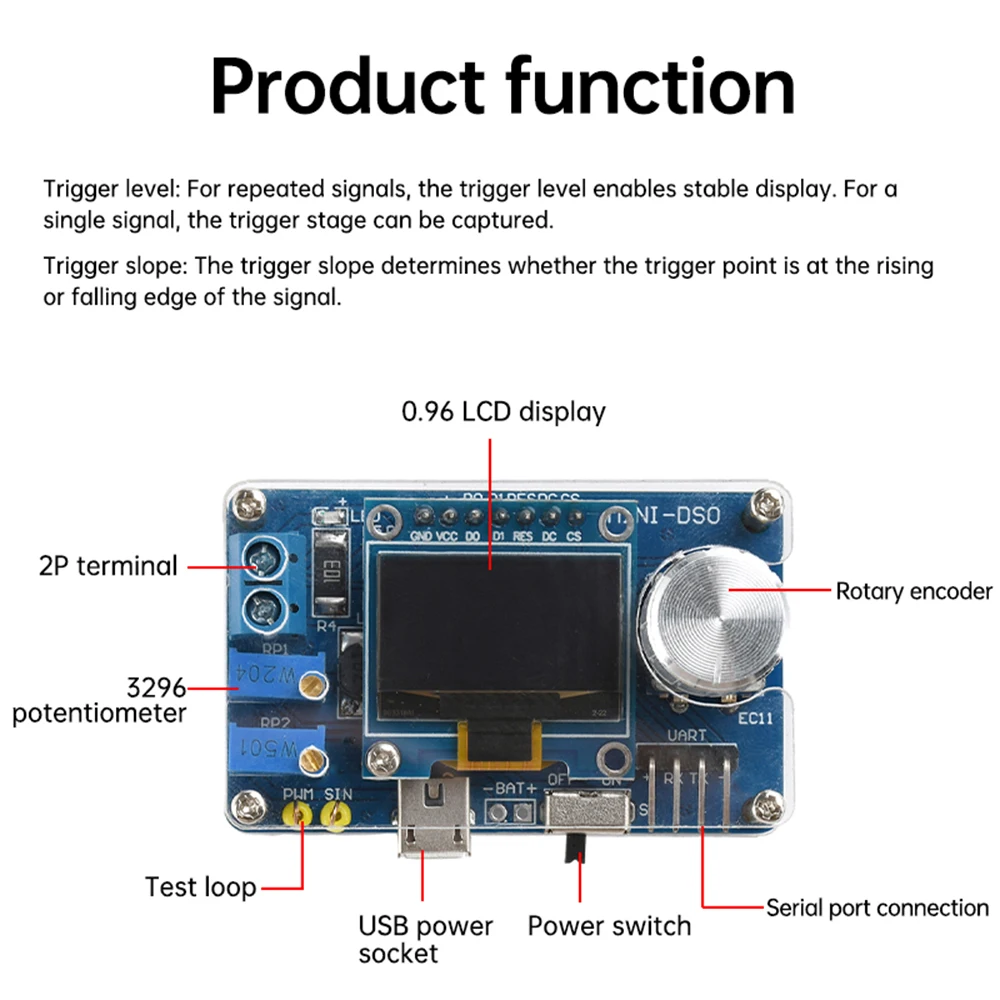 DC 5V 0.96inch Schumann Wave Generator Pure Sine FM Signal Generator 0.1Hz~30000Hz DC Interface for Electronics Testing