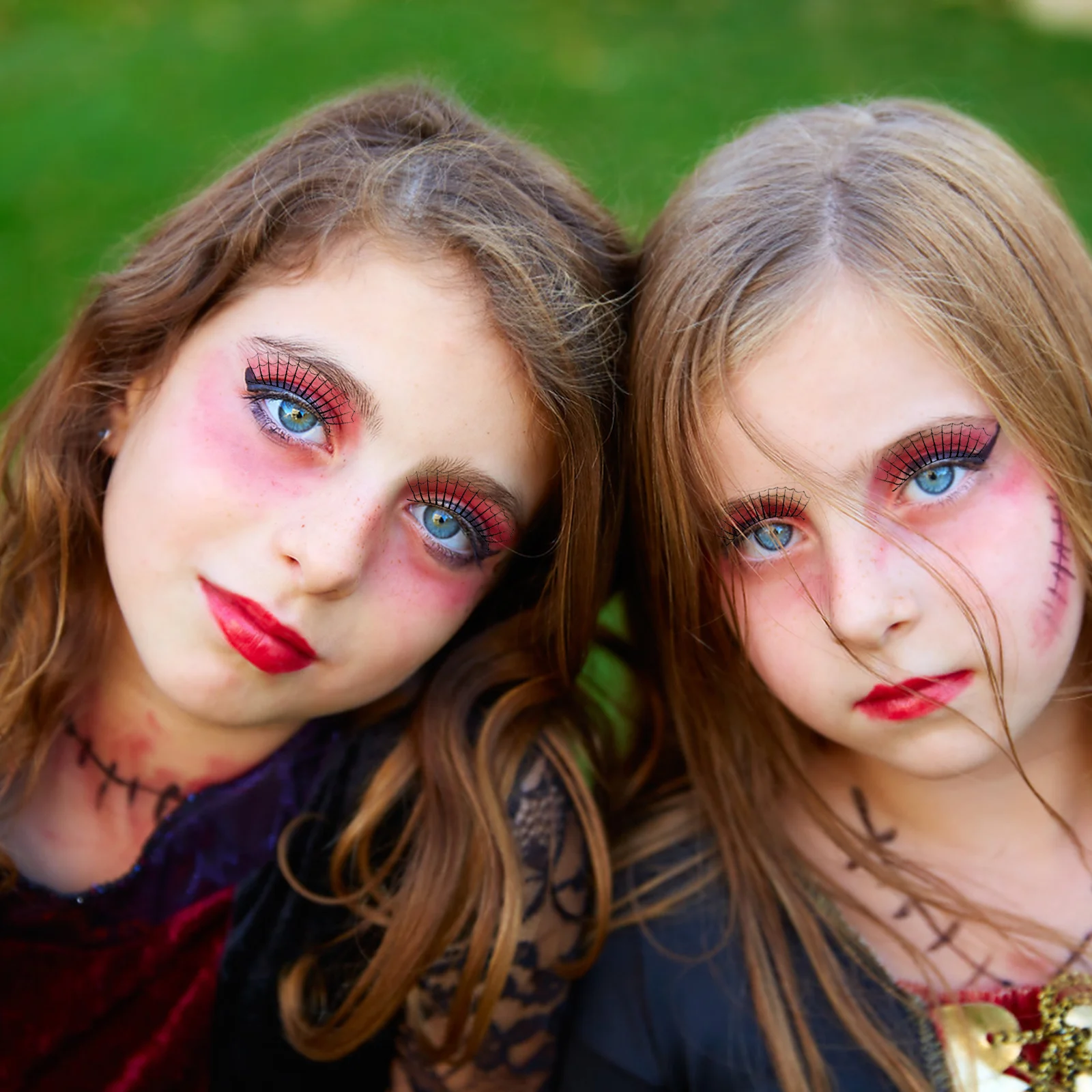 7Pairs Halloween Falsche Wimpern Dichte Dramatische Cluster Wimpern Cosplay Kostüm Bühne Make-Up Party Zubehör Goth Zubehör