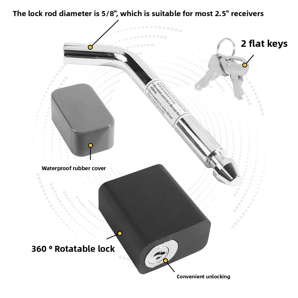 Serratura per rimorchio di sicurezza Serratura per auto a testa quadrata Parti modificate Serratura per rimorchio in ferro di sicurezza