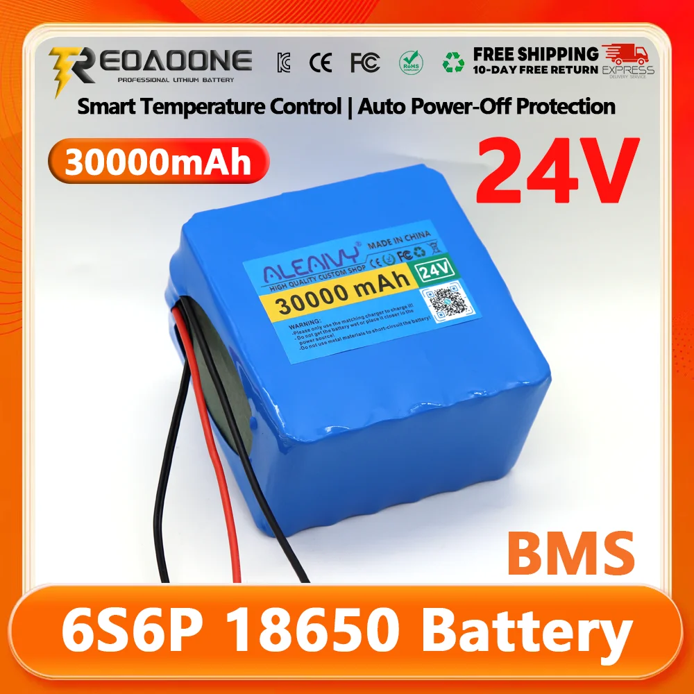 

100% brand new 24V 6S6P 30000mAh 18650 built-in BMS battery pack, equipment home security system power supply, tool battery