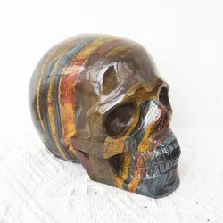 1.3kg Natural Tiger-eye Crystal Skull Beautiful Tiger-ite Quartz Head Home Decor Healing