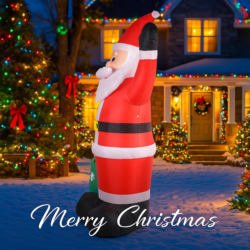 Sacchetto regalo di Babbo Natale giocattolo gonfiabile da 7,87 piedi con luci a LED Decorazione per feste da giardino di Natale Forniture per la casa di Natale Ornamento regalo