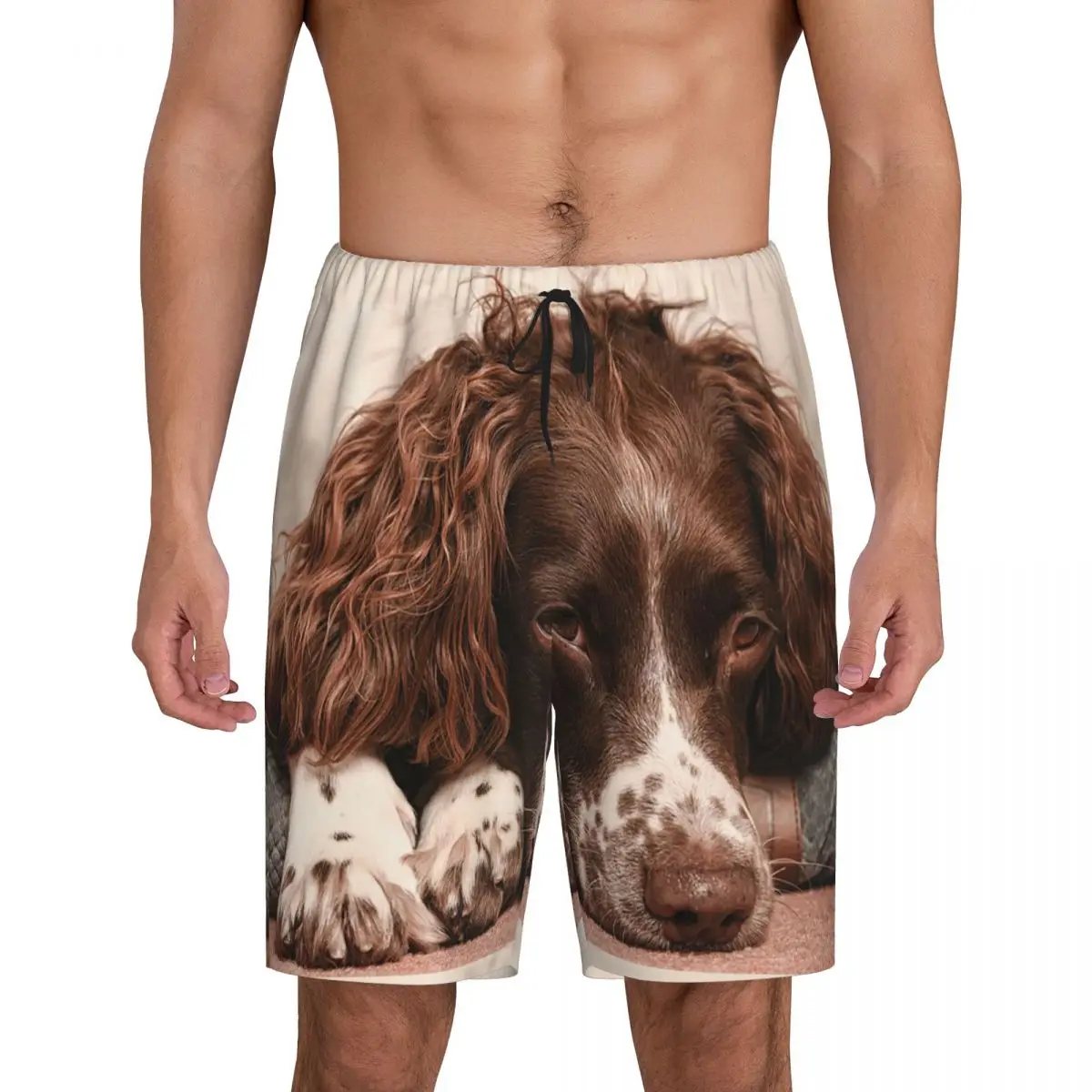 

Мужские короткие пижамные штаны Custom English Springer Spaniel, шорты для сна и отдыха, пижамные штаны