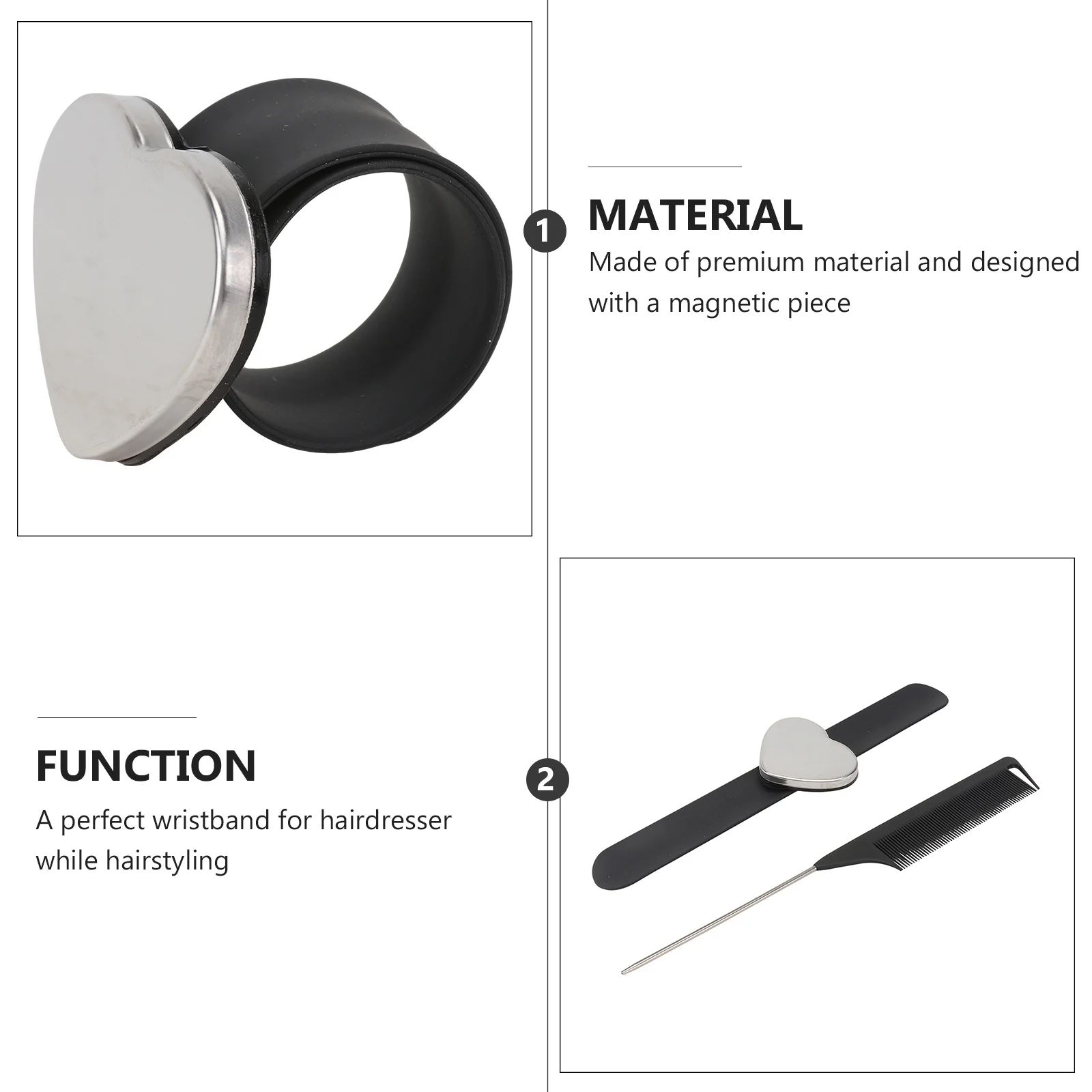 

1Set Magnetic Wrist Band Hairdressing Comb for Barbershop Hair Stylist Tool Strong Absorption Clip Holder Comfortable Fit
