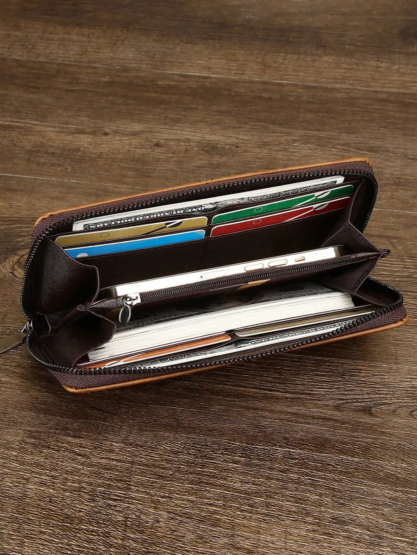 Fashion Retro Brown Long Wallet Multi Card Slots Large Capacity Wallet for Commuting Outdoor Use
