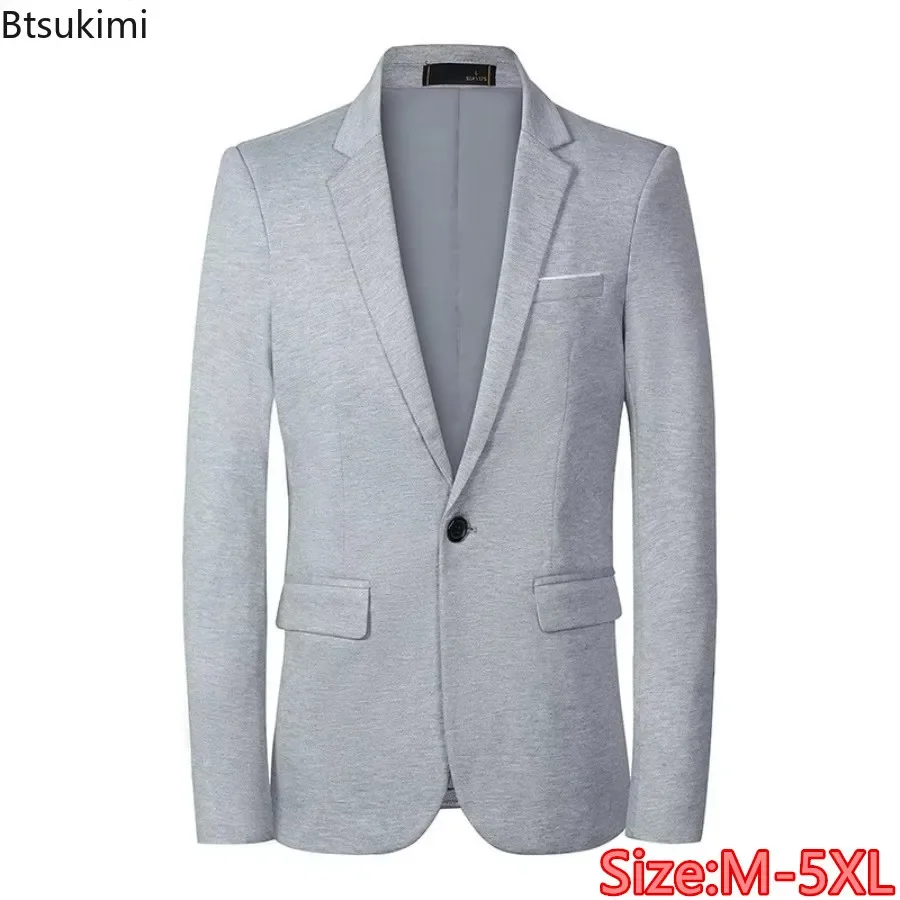 

New Fashion Casual Blazers for Men Solid Slim Fit Korean Style Suit Jacket Business Party Elegant Men's Clothing Plus Size M-5XL