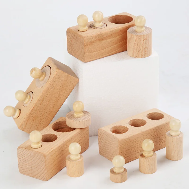 Baby early education intellectual development toys, Montessori cylinder socket, sensory color cognitive blocks