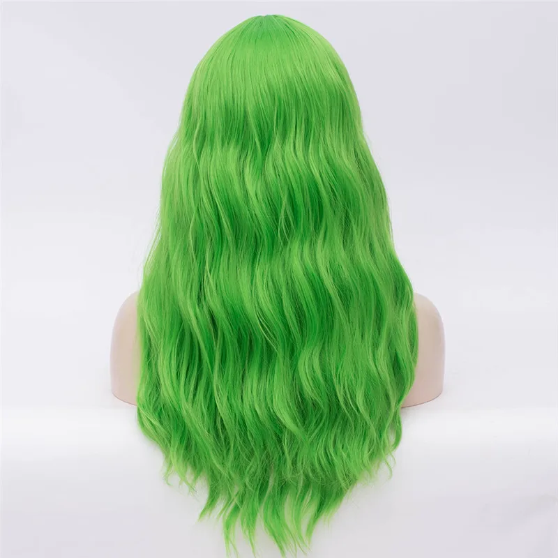 MSIWIGS-pelucas sintéticas onduladas para mujeres blancas y negras, línea media verde larga, peluca roja, Red Rosa resistente al calor, Cosplay