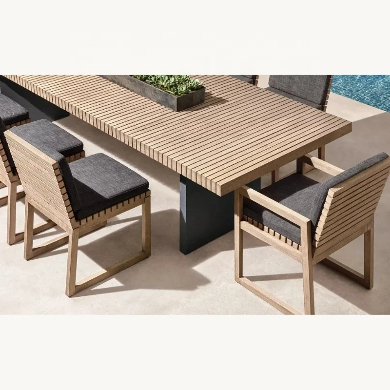 Luxury Wood Factory and Patio Leisure Garden Teakwood Furniture Outdoor Dinning Table and Chair Set