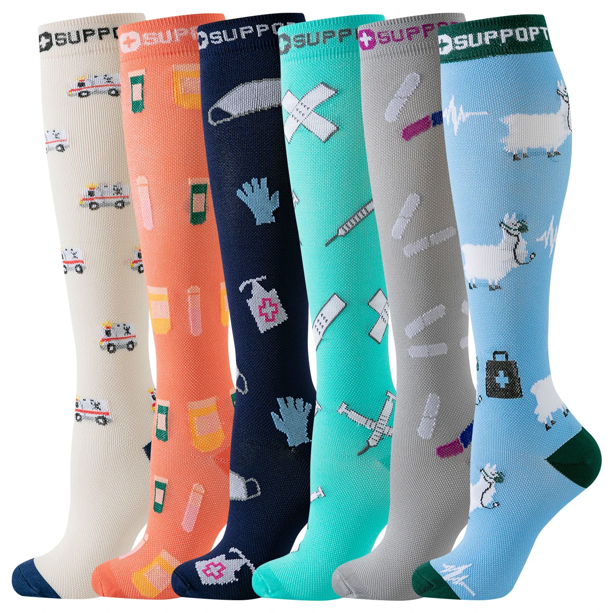 

6 Pairs Nurse Compression Socks Nurse Compression Socks Ladies Lady Women Running