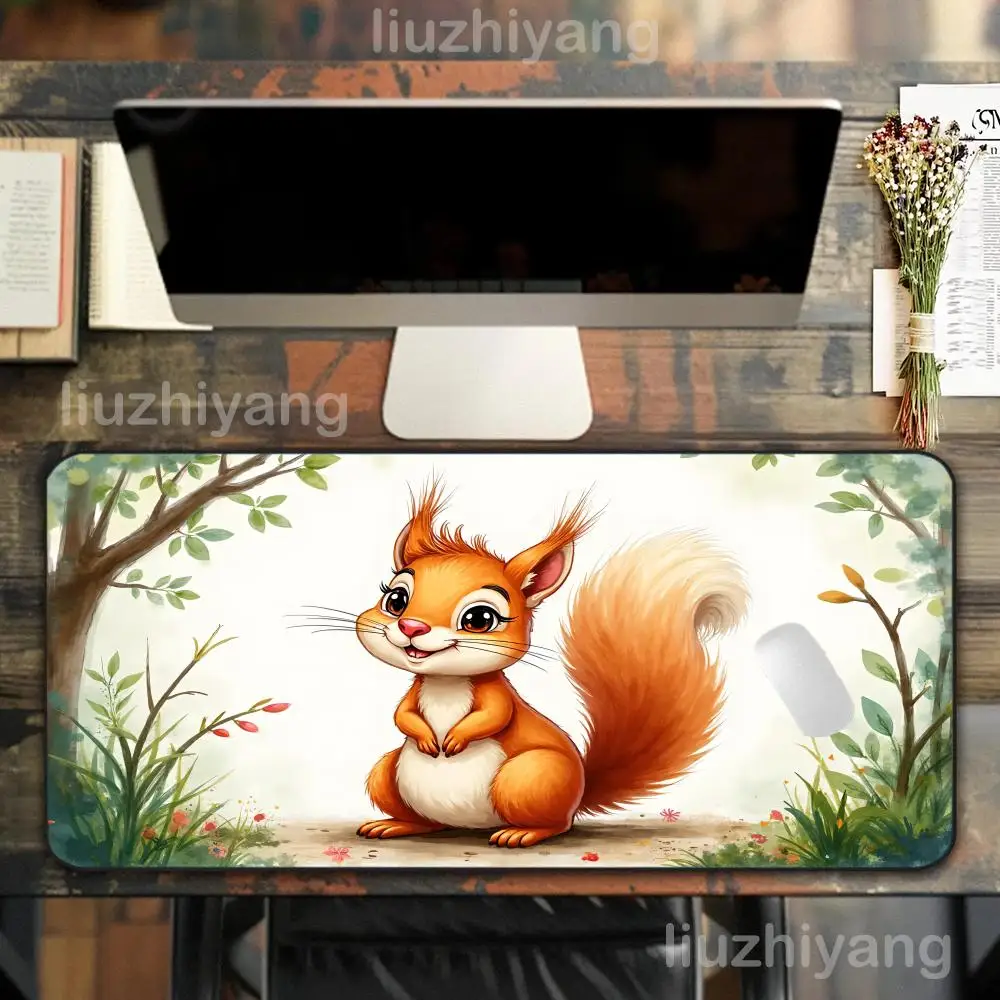 Tappetino per mouse piccolo scoiattolo Tappetino per tavolo da gioco per ufficio per computer di grandi dimensioni Tappetino per tastiera con bordi cuciti antiscivolo in gomma XXL Tappetini per scrivania lunghi