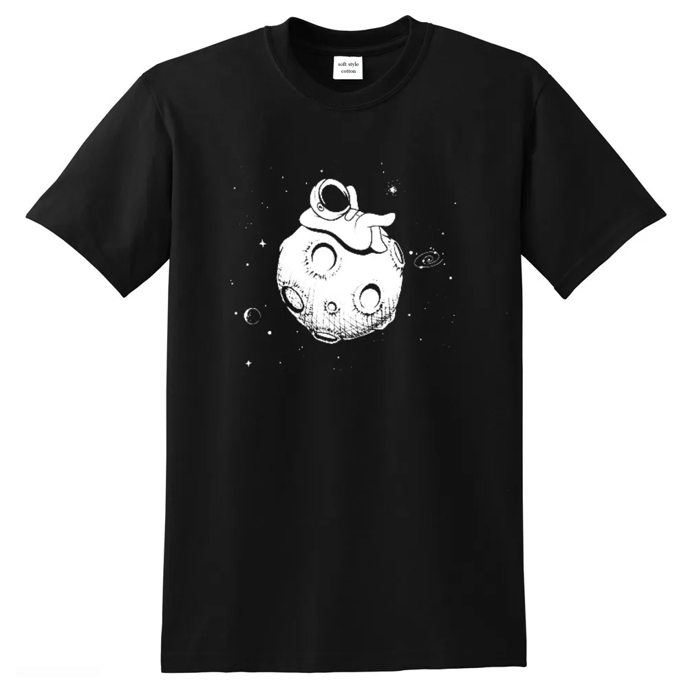 Men tshirt high quality 100% cotton fun casual astronaut print men's t shirt fitted o-neck loose t-shirt man tee shirts novelty