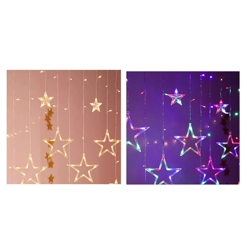 ABKD Christmas Moon Star Window Fairy String Light USB & Battery Powered String Lights For Indoor Window Bedroom