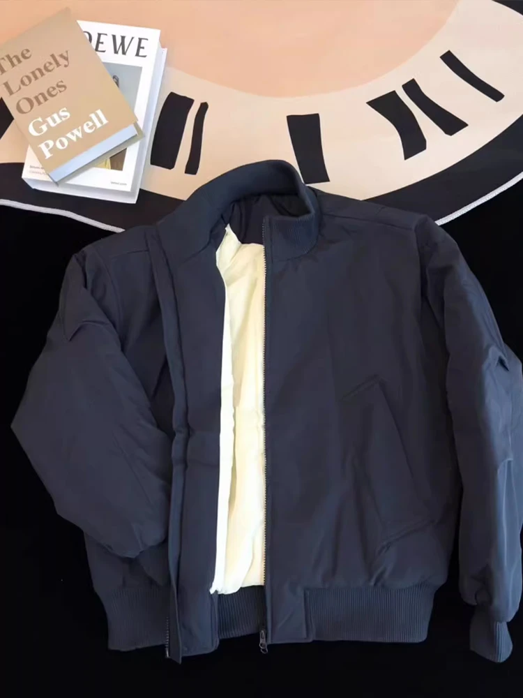 

Кобальтово-синее джато с летным воротником, мужское хлопковое осенне-зимнее повседневное бейсбольное пальто свободного покроя для подростков Faion