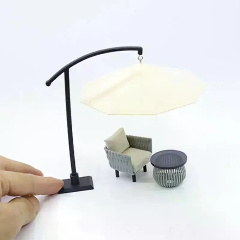 1 szt. Miniaturowy parasol słoneczny do domku dla lalek, symulowany model parasola do piaskownicy, zewnętrzny parasol przeciwsłoneczny, dekoracja do domku dla lalek, zabawka, prezent