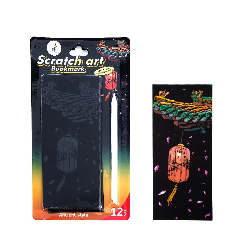 12 Sheets/Set Famous City Scratch Bookmarks DIY Coating Removal Craft Kit Training Drawing Handmade Book Markers Gift