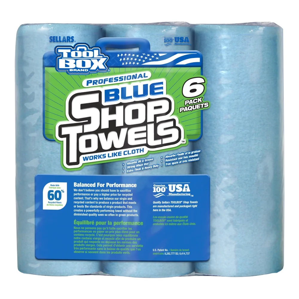 مناشف متجر زرقاء متعددة الأغراض للاستعمال مرة واحدة، 6 لفات، 55 ورقة، ملابس تنظيف ناعمة ماصة شديدة التحمل، مكتب جراج منزلي مثالي #3