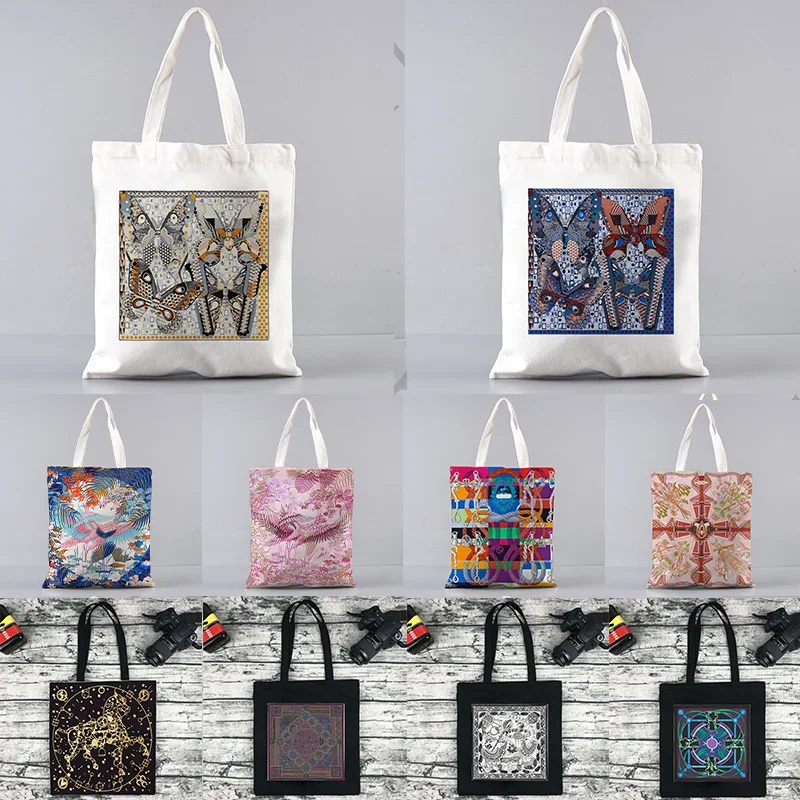 Luxury Brand Pattern Totes Art Shopping Black Bags Canvas Tote Bag Printed Cartoon Reusable Cloth Bag Handbag Shoulder Bags