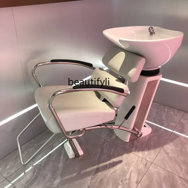 Shampoo Chair Barber Shop Flushing Bed Cosmetology Shop Sitting Bed Hair Salon Half Lying Hair-Washing Chair