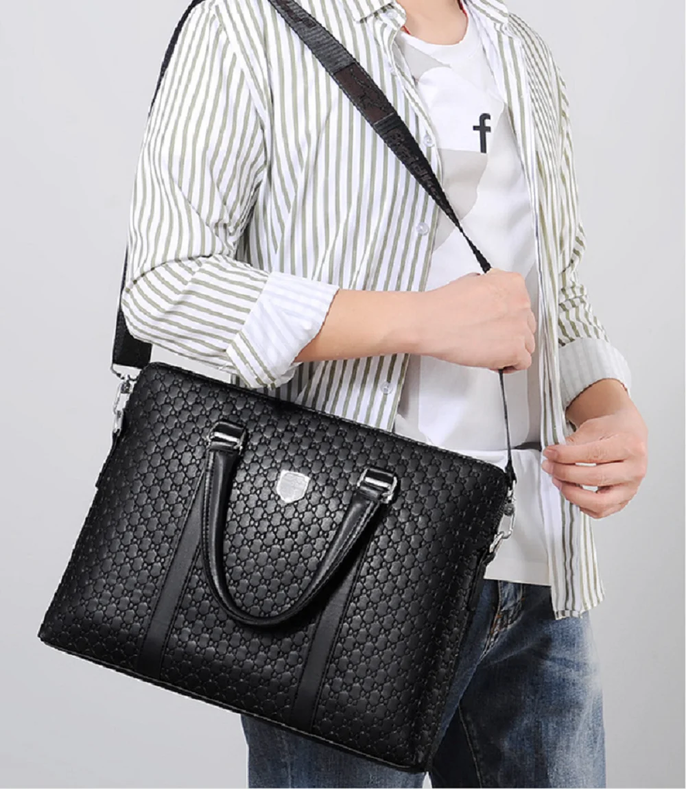 New Men's Fashion Business High Quality Leather Briefcase Handbag Large Capacity Shoulder Bags Notebook Crossbody Bag Totes