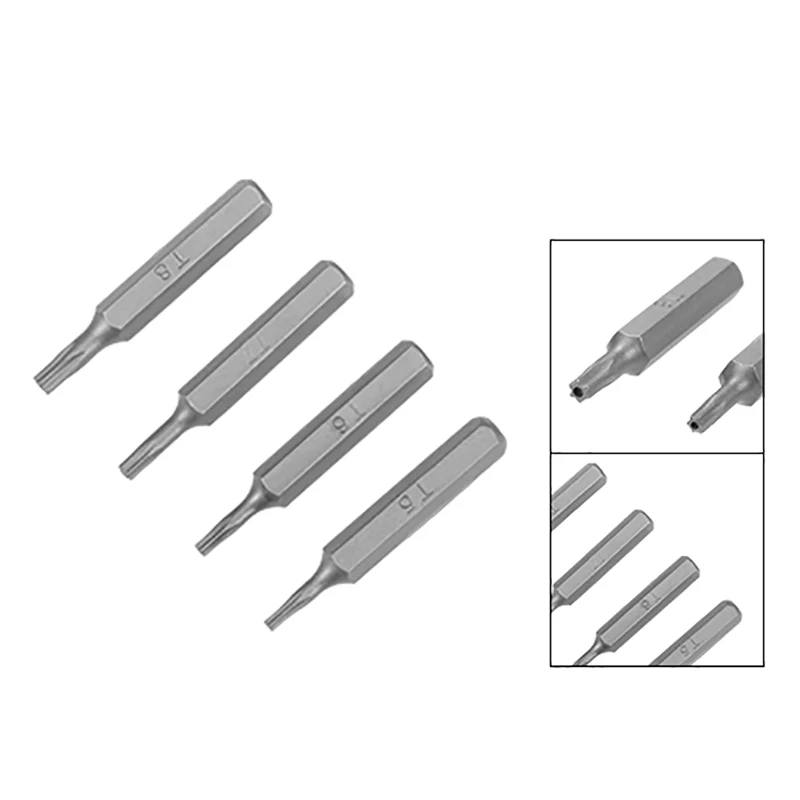 Uxcell-Juego de brocas Torx de 4 piezas, Kit de herramientas de destornillador, vástago hexagonal de 5/32 pulgadas, T5, T6, T7, T8, 28mm de