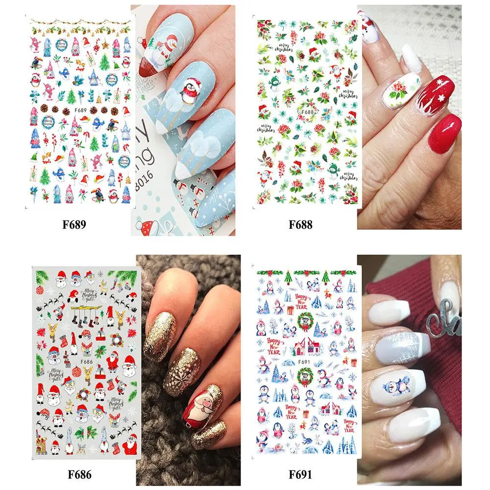 Manicure Decor Snowman Santa Claus Nail Art Snowflake Christmas Nail Stickers Nail Decals