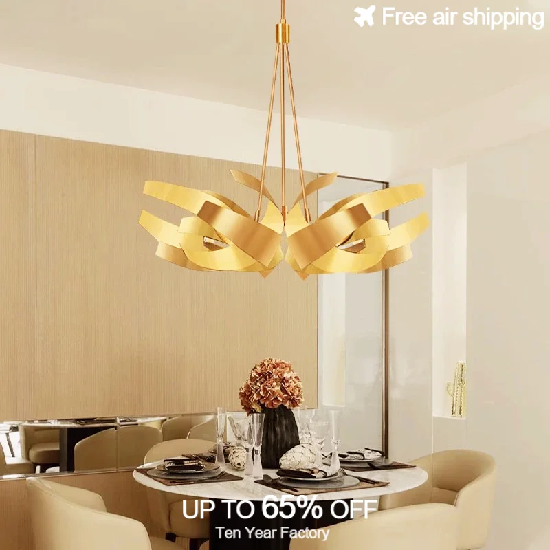 

LED Modern Luxury American Gold Black Iron Hanging Chandelier Dimmable for Dining Room Decorative Ceiling Light