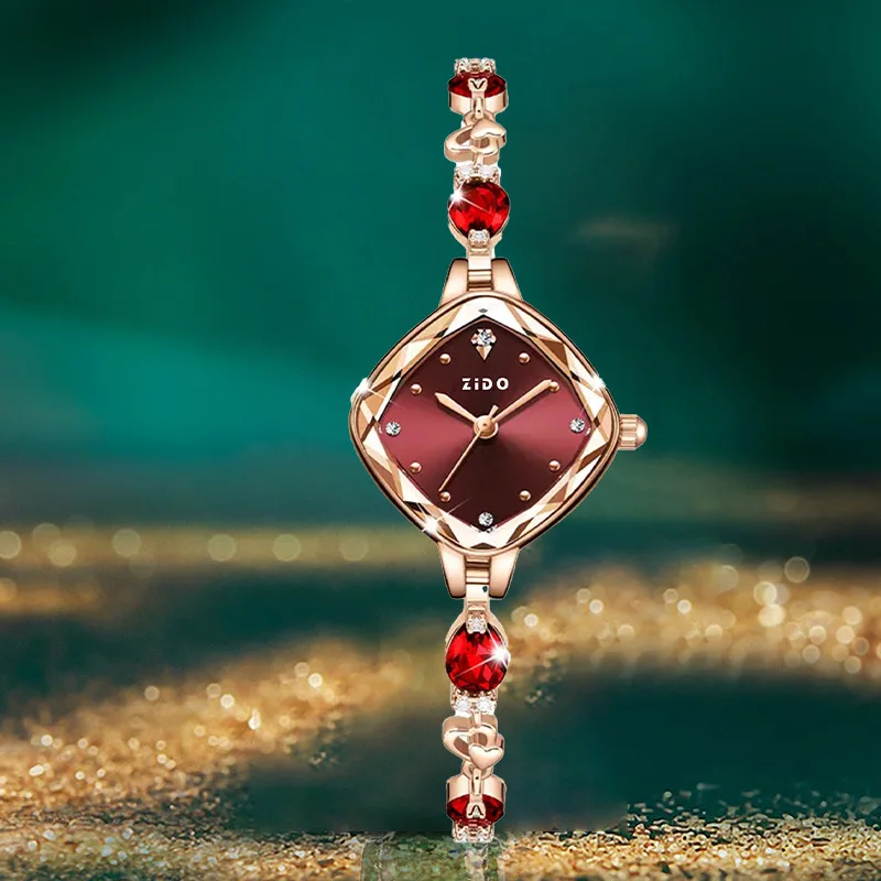 

Женские часы, простые и простые легкие роскошные спортивные водонепроницаемые кварцевые часы с кристаллами и бриллиантами