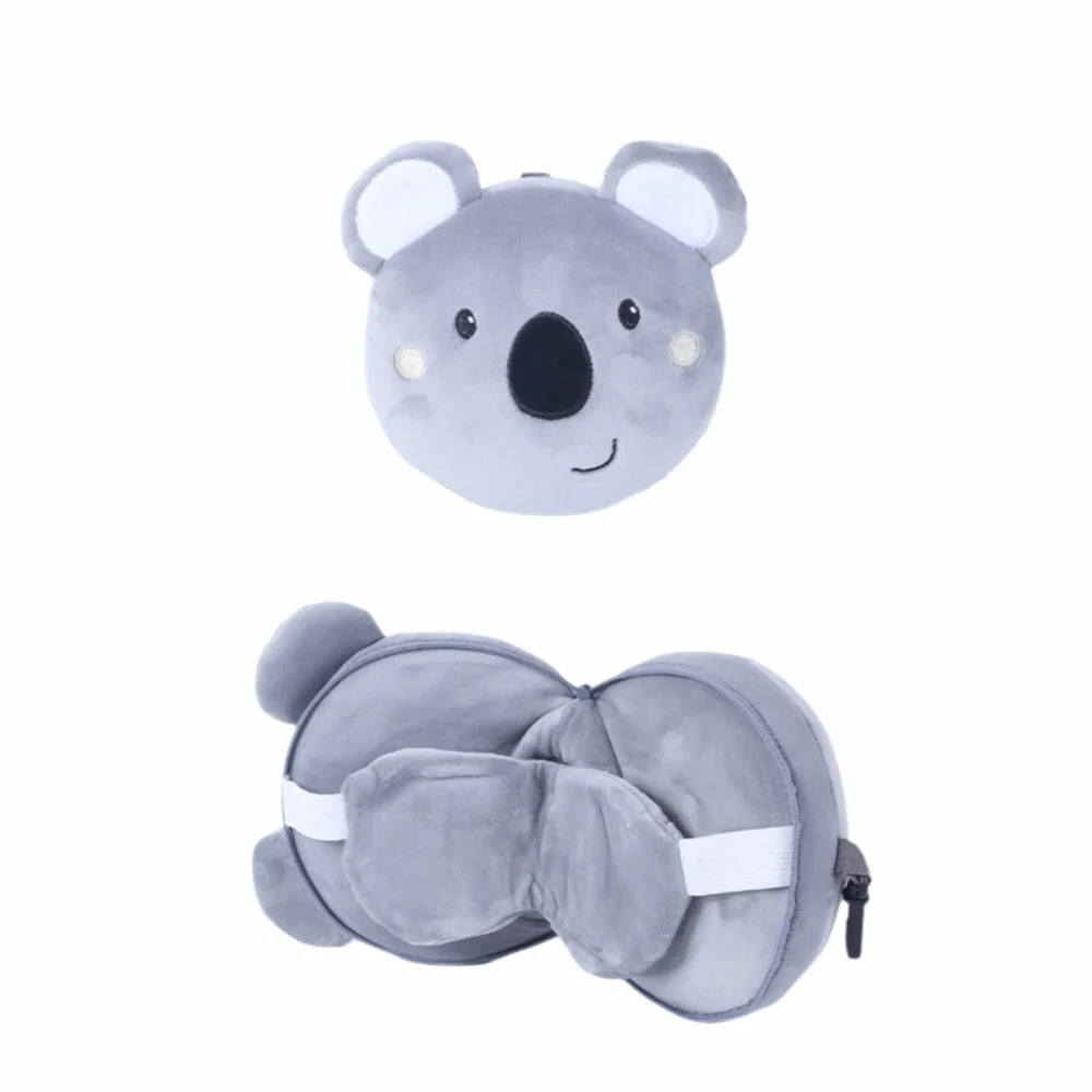 Creative 2 in 1 Neck Pillow Portable Cartoon Travel Eye Cover Velvet Multifunctional Sleeping Mask Office