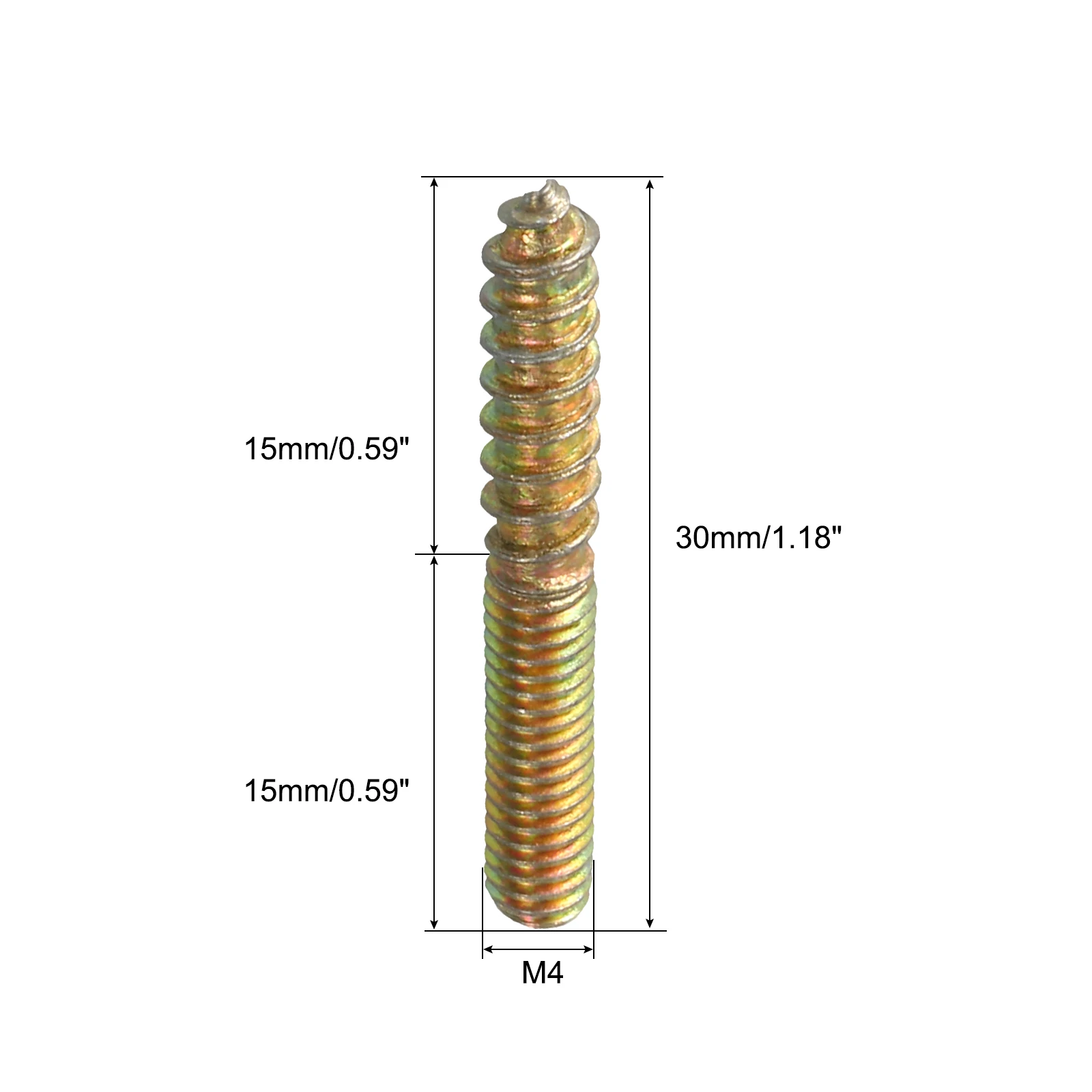 Uxcell M4 M6 M10 Hanger Bolts Length Double Headed Bolts Self-Tapping Screw 4mm Wood Joint Furniture Legs