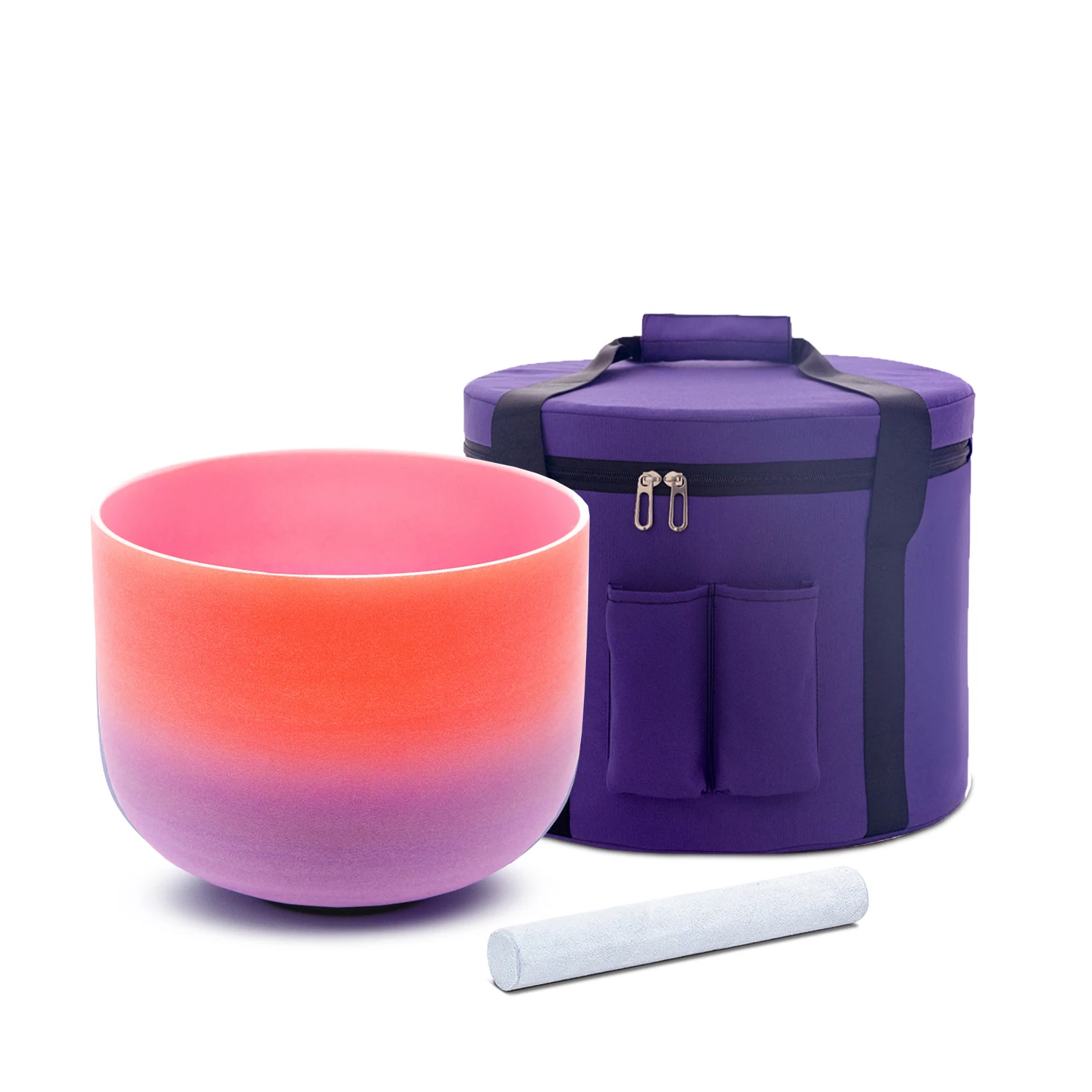 Hye-eun Pink-Purple Color 10 Inch G Note 432hz Tuned Chakra Quartz Frosted Crystal Singing Bowl with Mallet