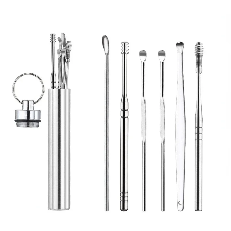 Set 6-7pcsear Wax Remover Reinigingsset Plukkers Oor Pick Oorsmeer Reiniger Curette Lepel Verzorgingsgereedschap Voor Baby Volwassenen Oorverzorging