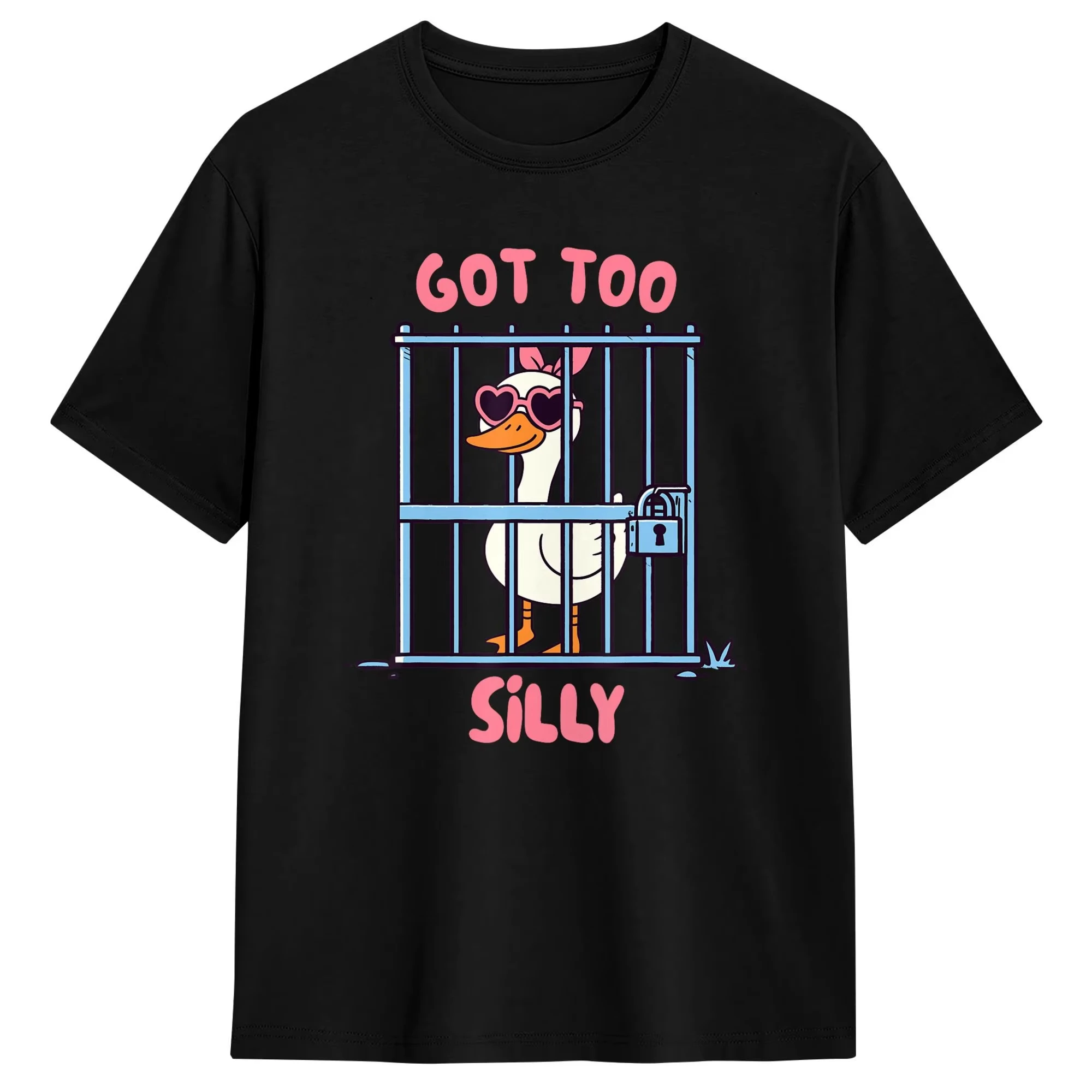 Got Too Silly Funny Goose Leg Injury Animal Design Cotton T-Shirt For Adult Summer Y2K Funny T-Shirts Trendy Cool Tee Shirt