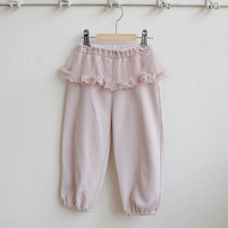 

Korean Style Autumn 2025 Children's Girls Fashion Skirt Hem Fake Two-Piece Sweatpants Casual Comfortable Kids Clothing