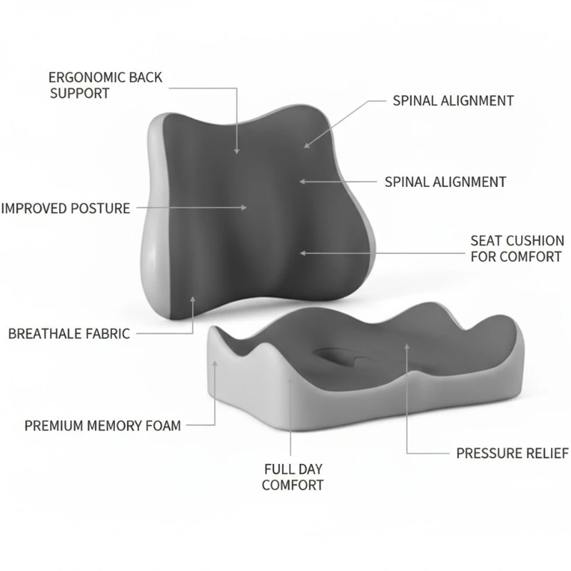 Sitzkissen, ergonomisch gestaltetes Memory-Schwammpolster, geeignet für Bürostühle und Rollstühle